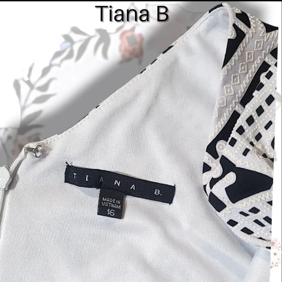 Tiana B. Black and White Lattice Print Fit/Flare Dress Size 16 - Picture 7 of 7